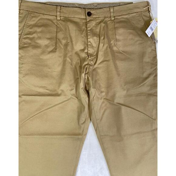 Brooks Brothers Mens Dark Khaki Traditional Fit Pleated Chino Pants 42W x 32L